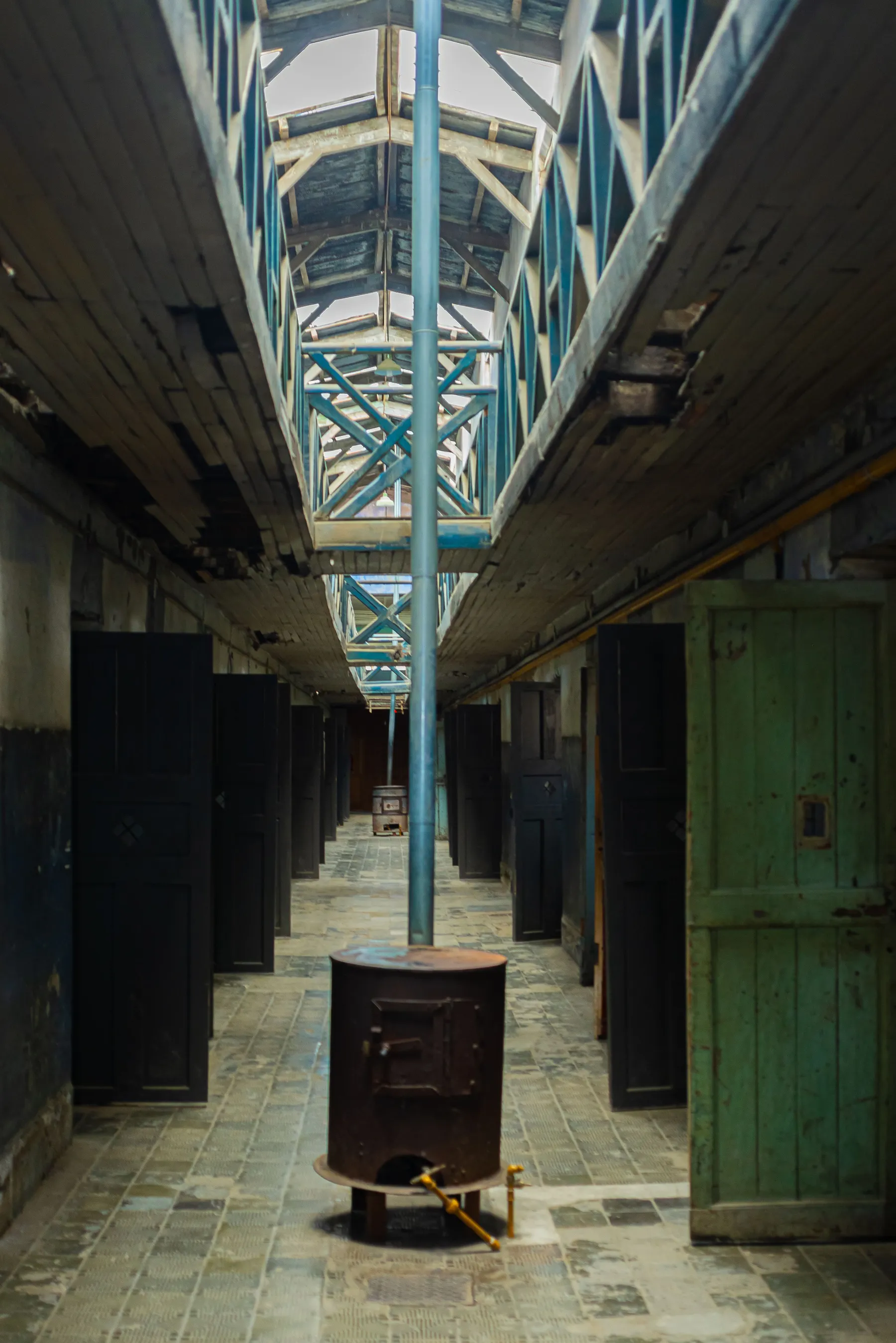 The long interior corridor of Ushuaia's former prison
