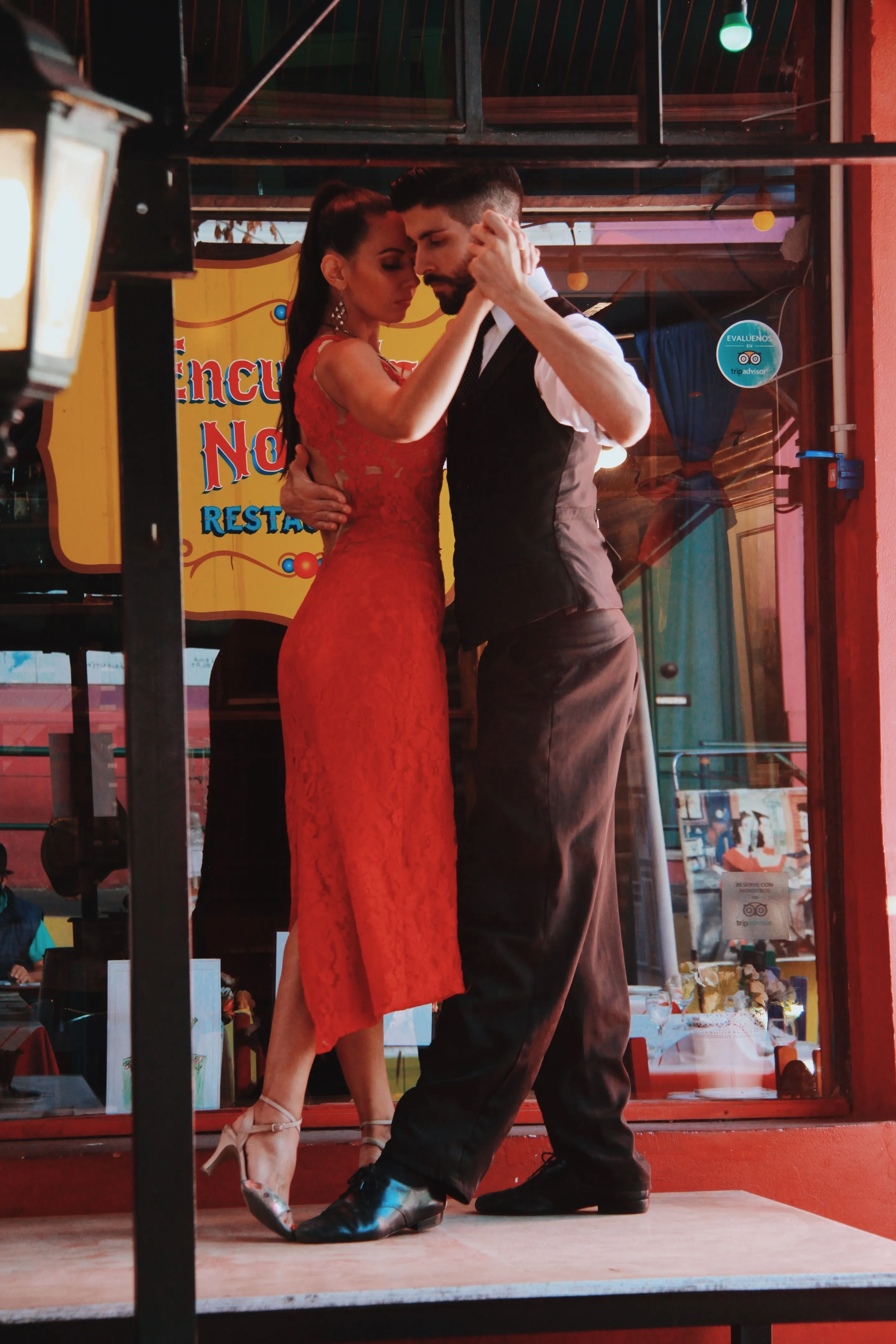 A couple performing tango in Buenos Aires.