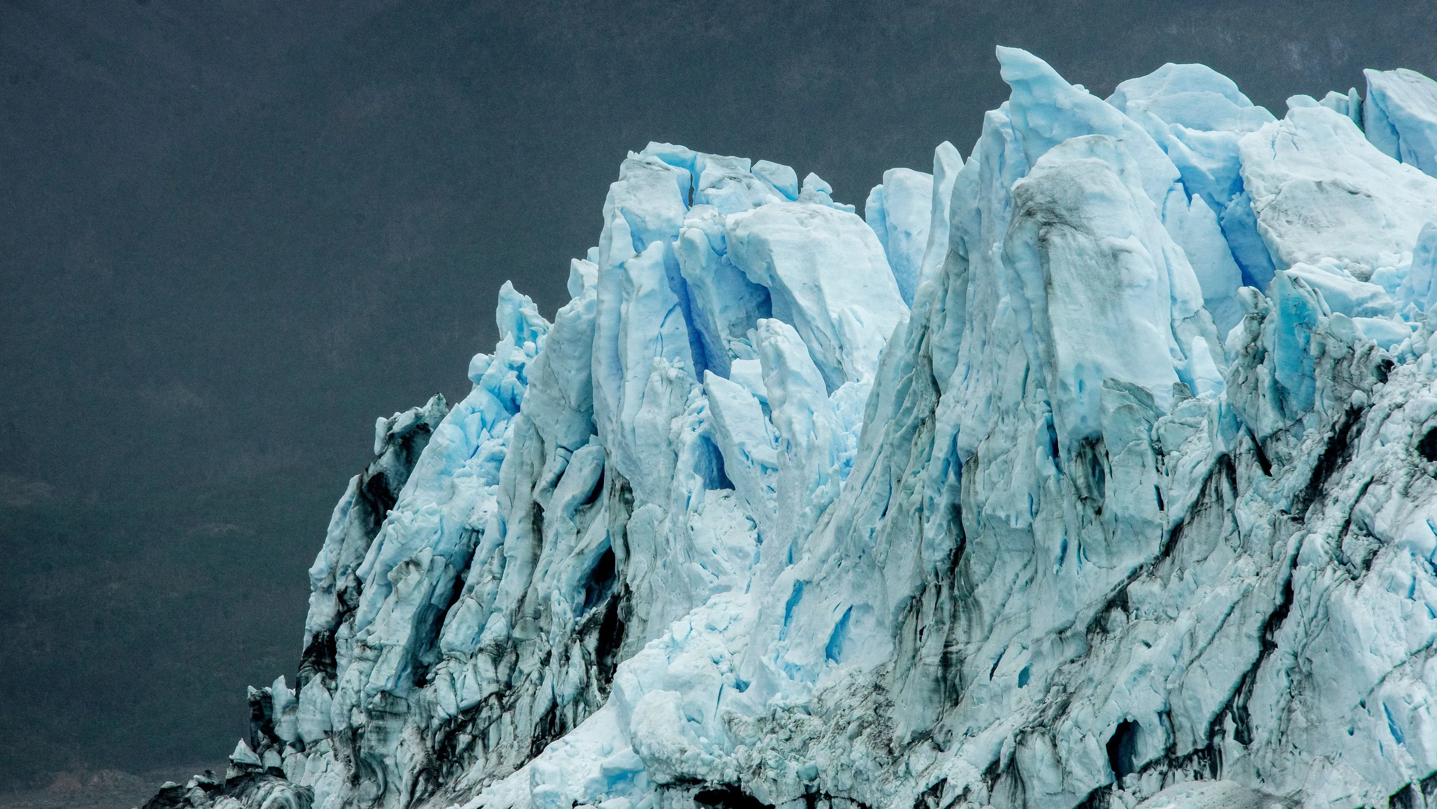 Close view of jagged blue ice at Perito Moreno Glacier