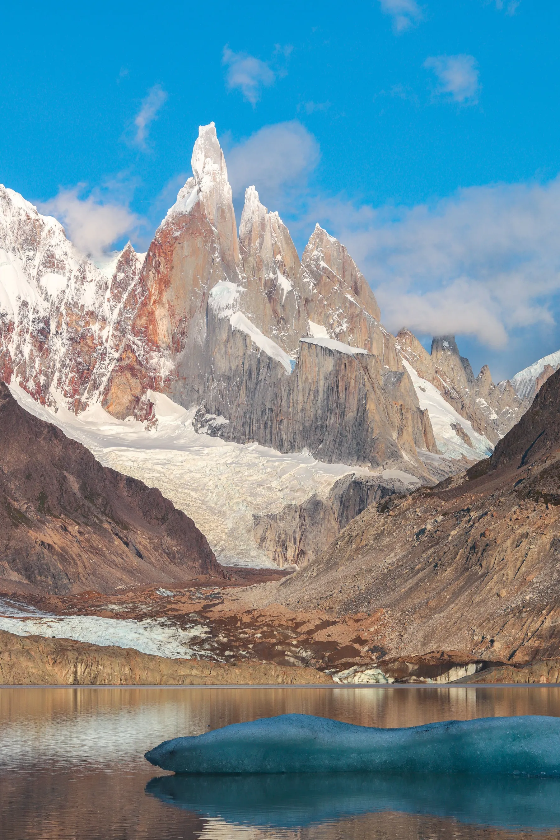 A glacial lake below the peaks near El Chaltén.
