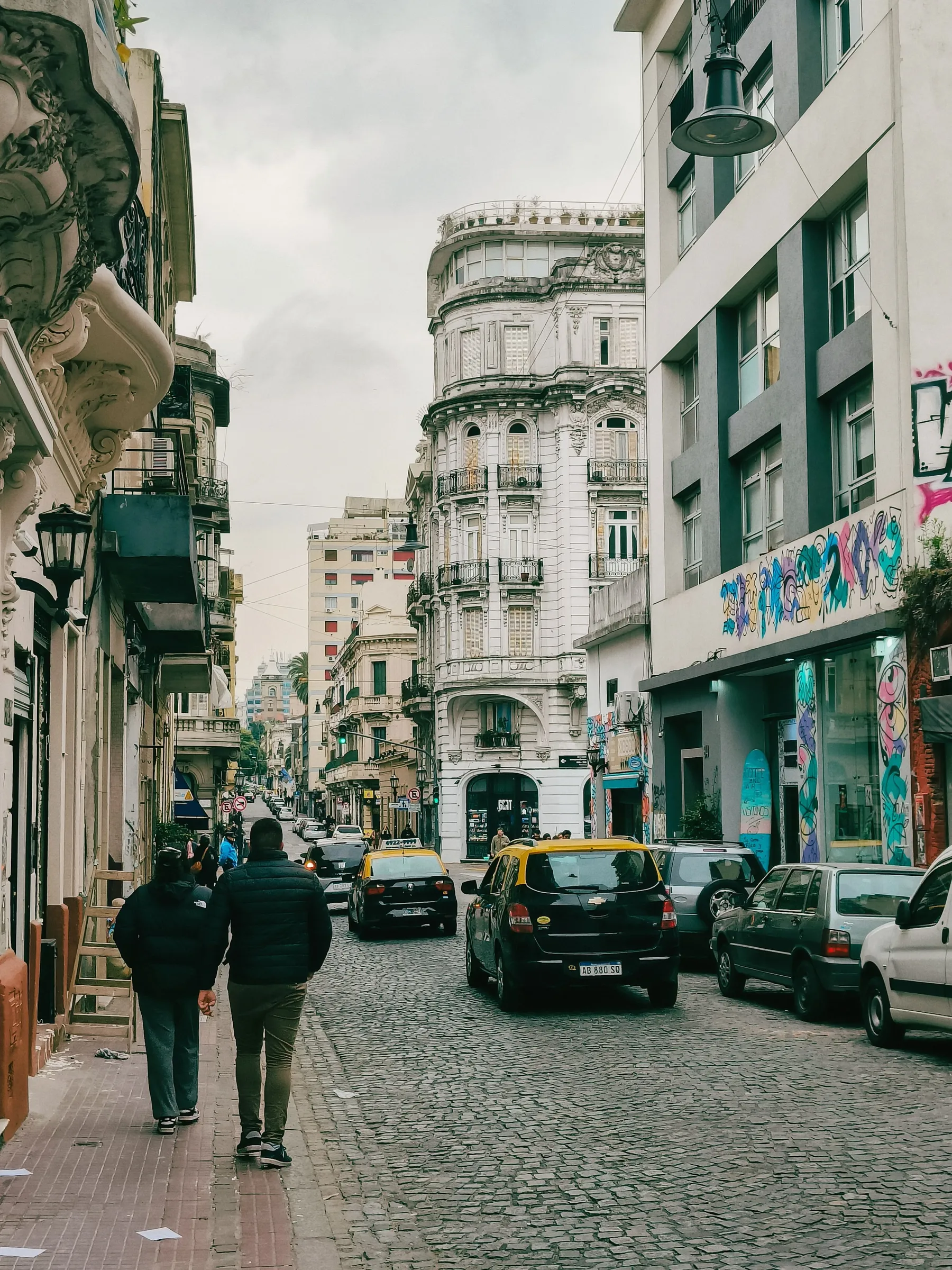 Historic buildings and cobblestones in Buenos Aires.