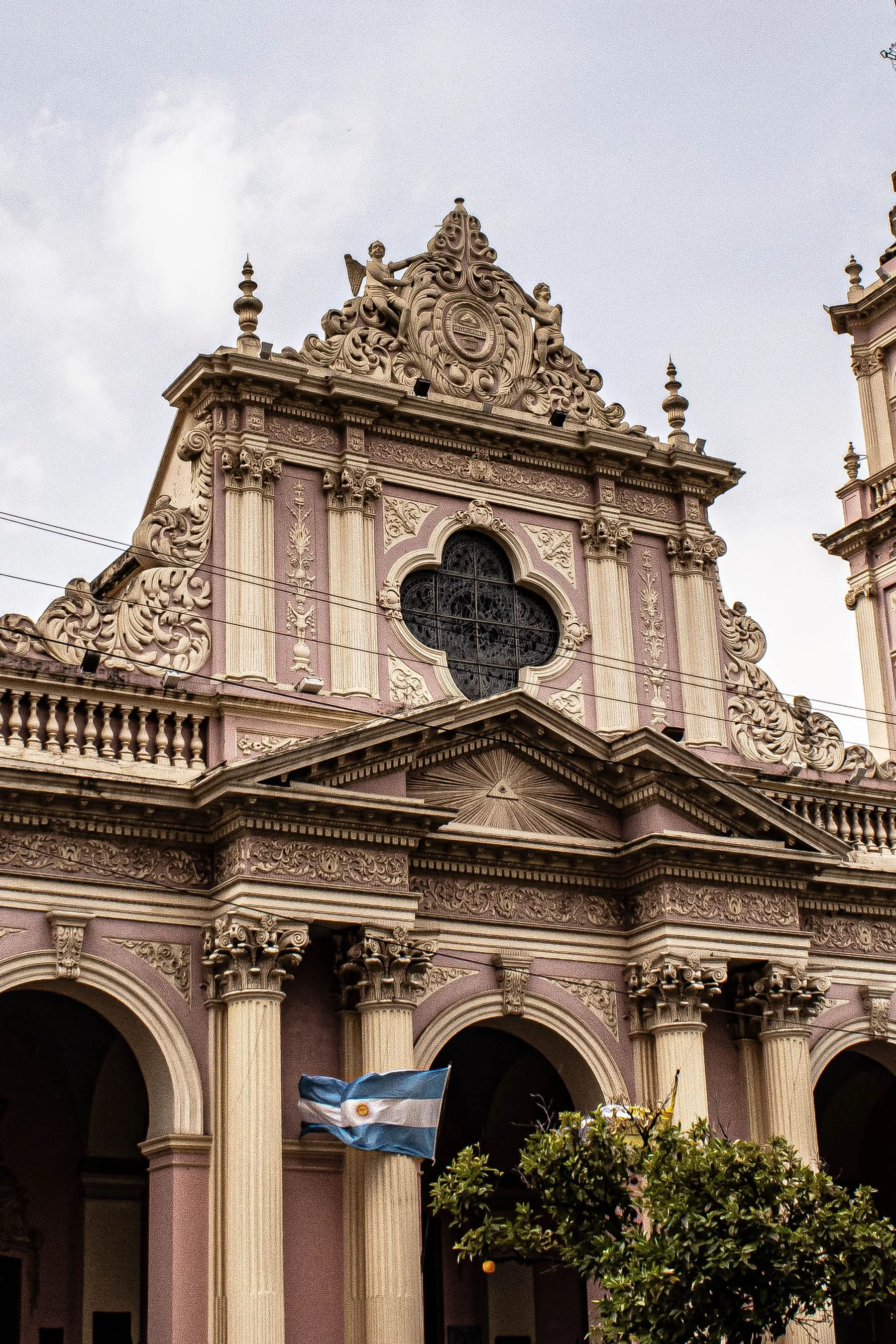 Ornate columns and carved detail on Salta Cathedral
