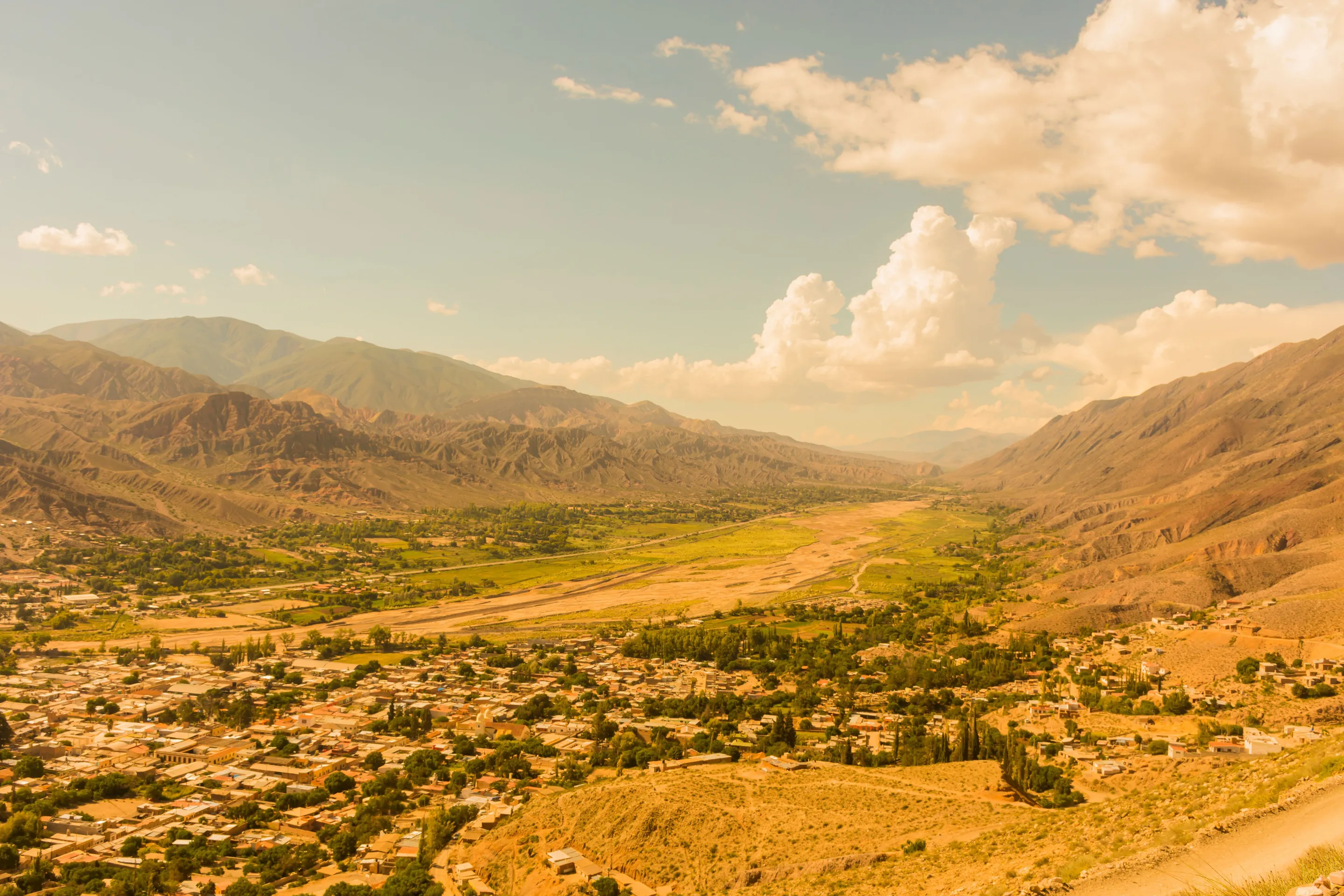 Tilcara nestled between the hills of the Quebrada de Humahuaca