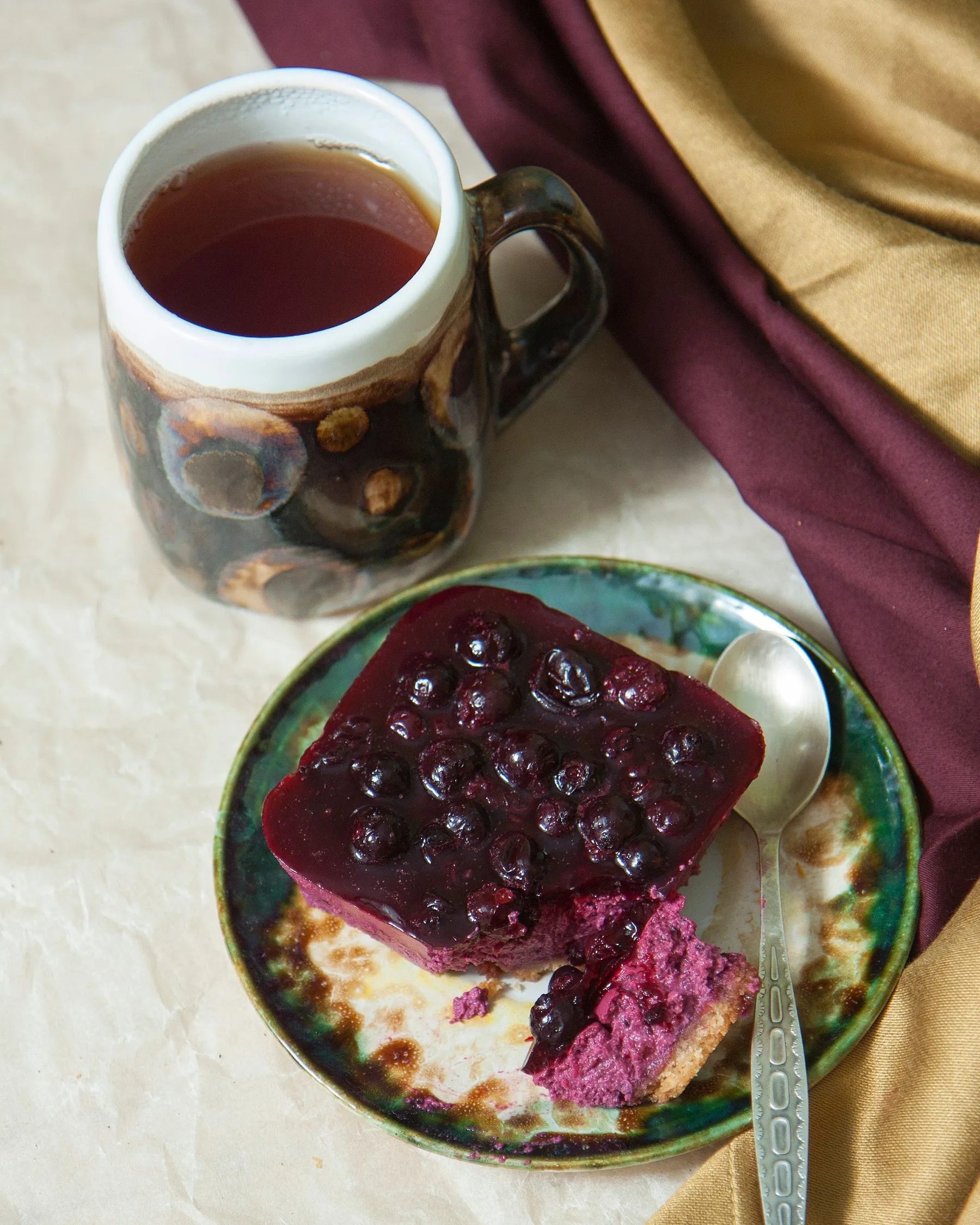 Cake and tea arranged for an unhurried afternoon.