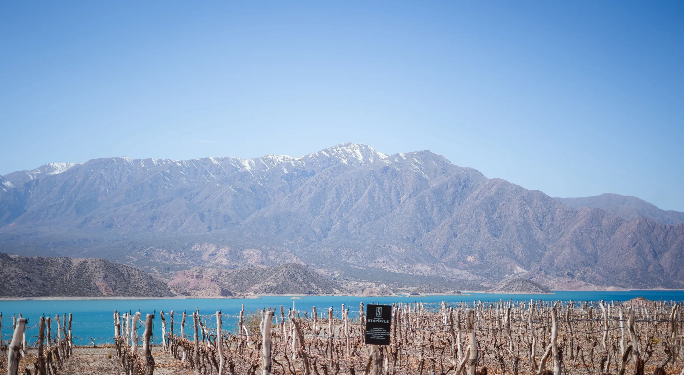 Blue water and the Andes near Potrerillos