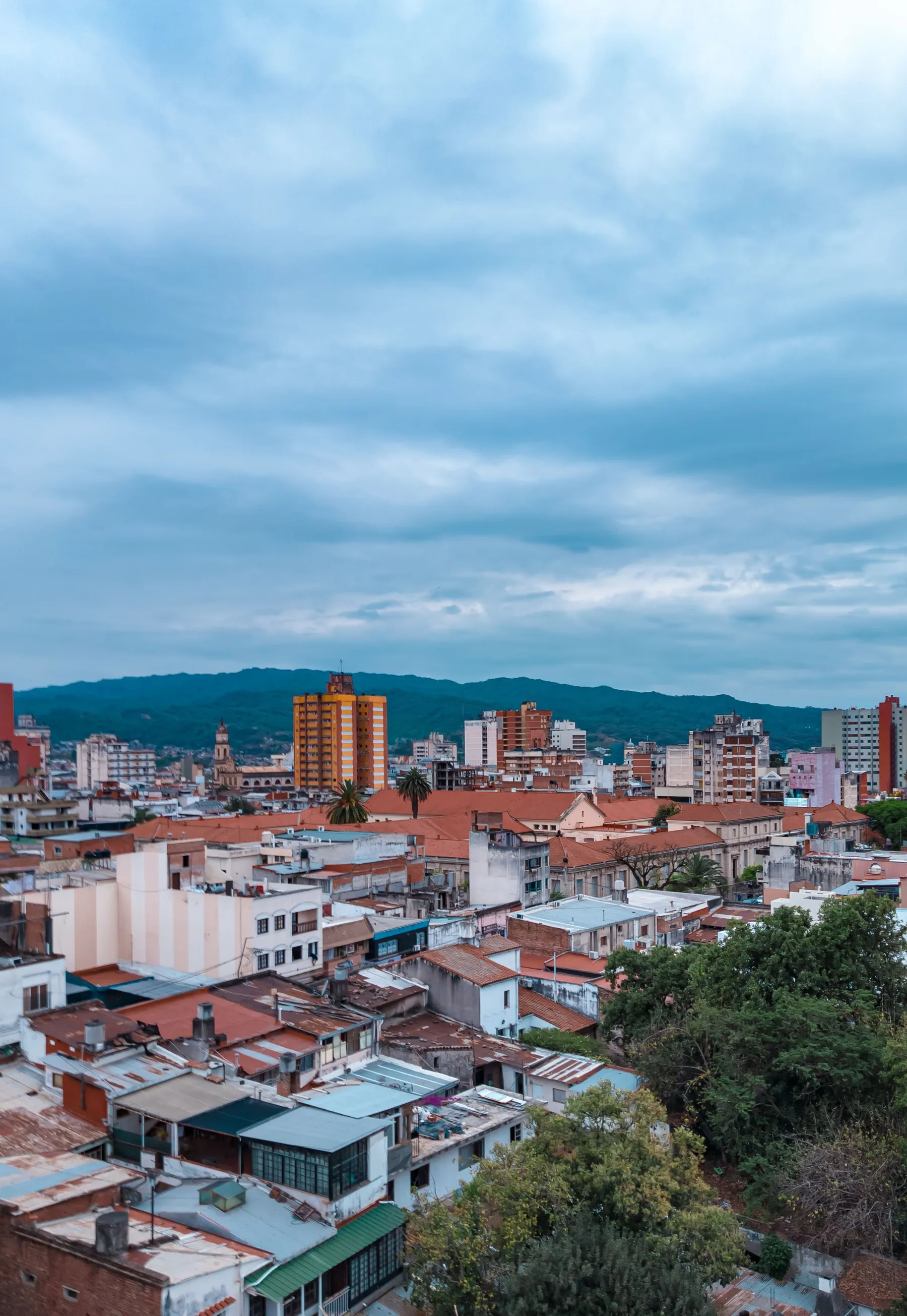 San Salvador de Jujuy framed by the hills around the city
