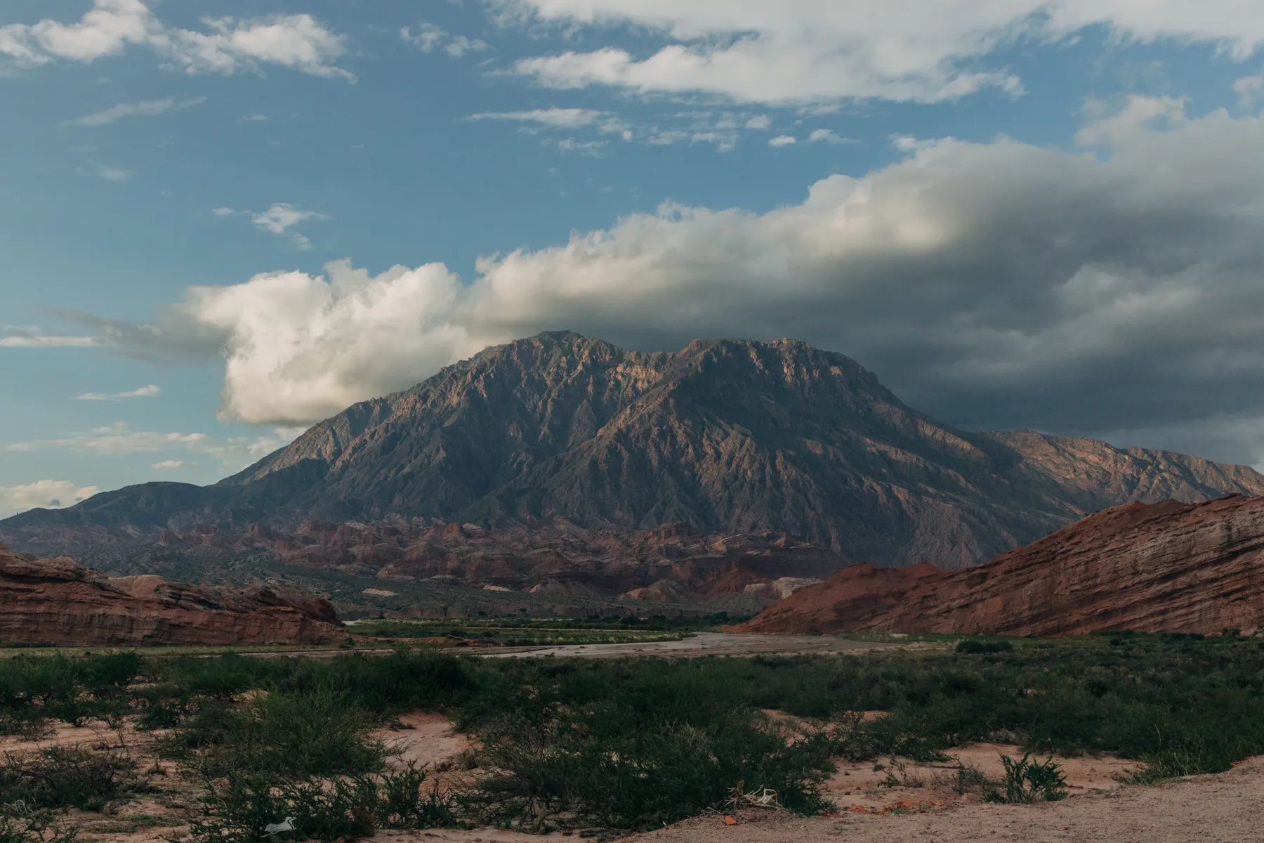 Rugged mountains near Cafayate beneath changing clouds