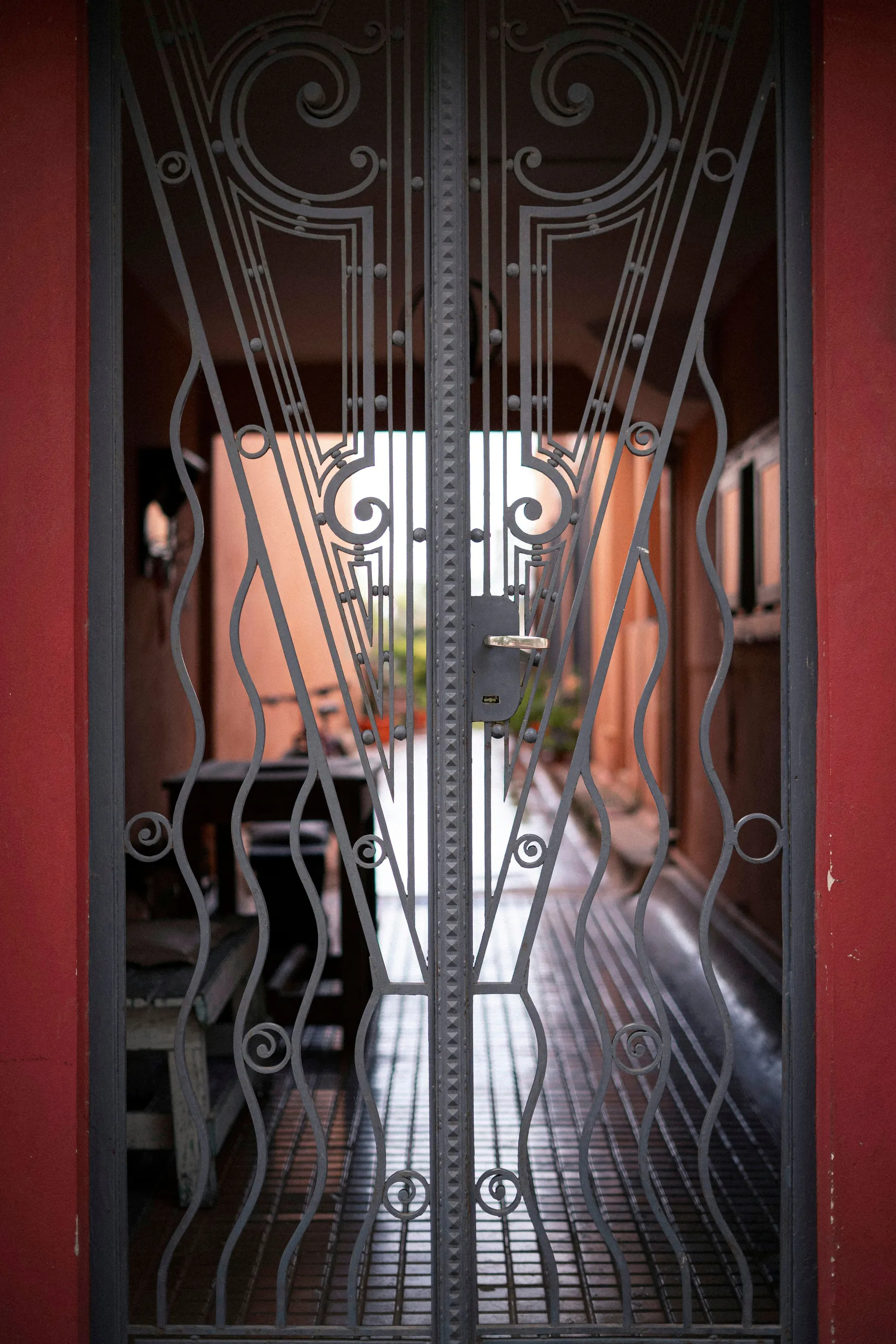 The decorative metalwork of an old doorway in San Antonio de Areco